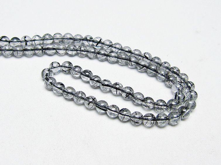 ブラックルチルクォーツ ネックレス 4mm [T354-6313] 2枚目