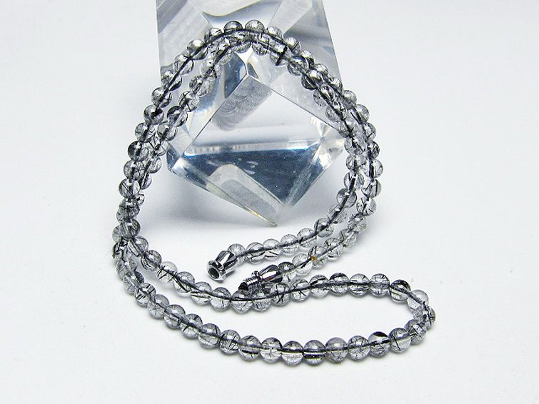 ブラックルチルクォーツ ネックレス 4mm [T354-6313] 3枚目