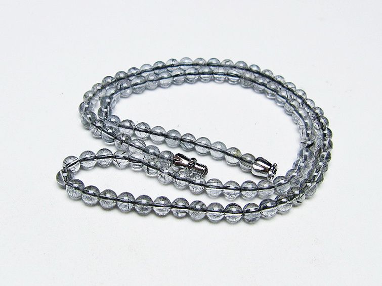 ブラックルチルクォーツ ネックレス 4mm [T354-6315] 2枚目