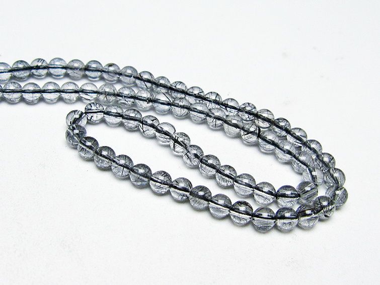 ブラックルチルクォーツ ネックレス 4mm [T354-6315] 3枚目