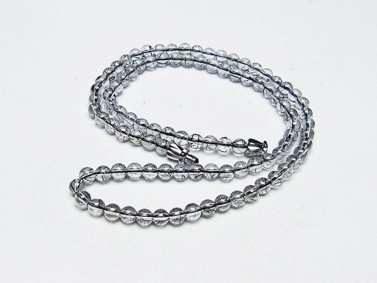 ブラックルチルクォーツ ネックレス 4mm [T354-6317] 1枚目