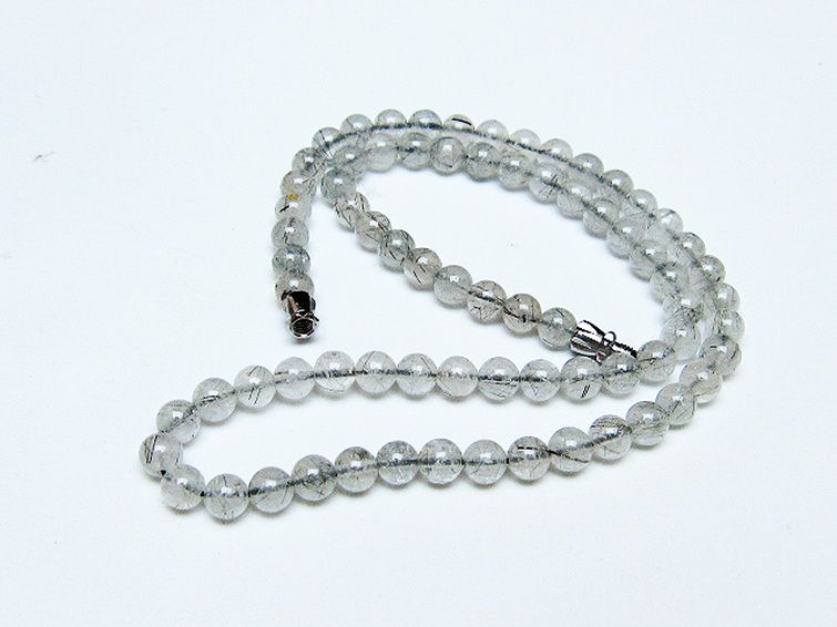 ブラックルチルクォーツ ネックレス 6mm [T354-6349] 2枚目