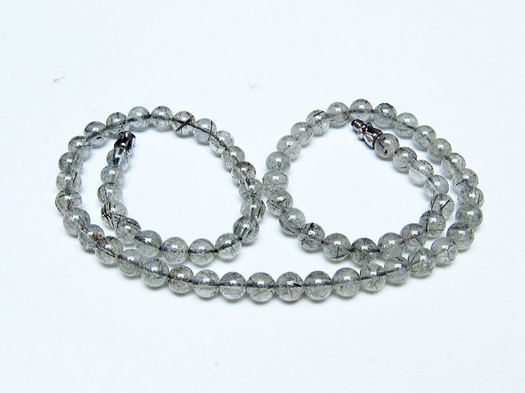ブラックルチルクォーツ ネックレス 6mm [T354-6351] 1枚目