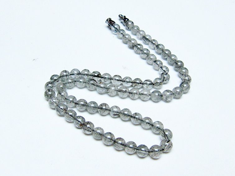 ブラックルチルクォーツ ネックレス 6mm [T354-6351] 2枚目