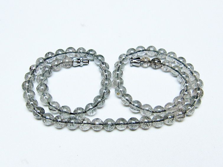 ブラックルチルクォーツ ネックレス 6mm [T354-6360] 2枚目