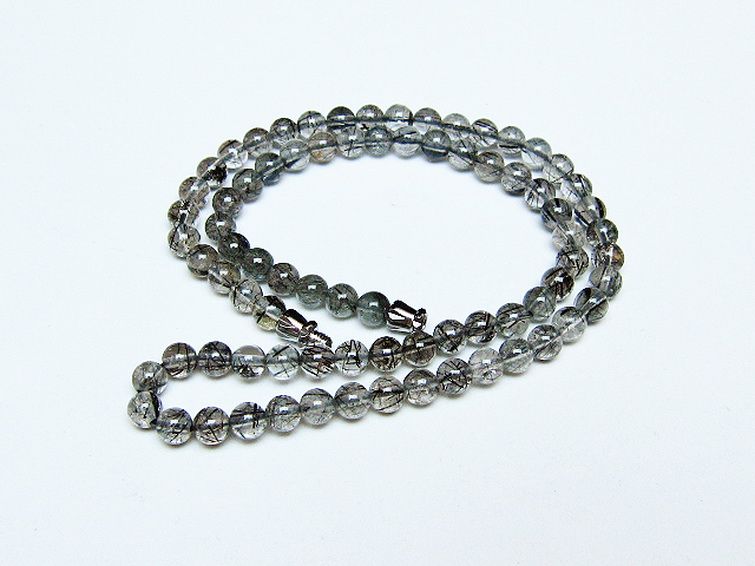 ブラックルチルクォーツ ネックレス 5mm [T354-6401] 1枚目
