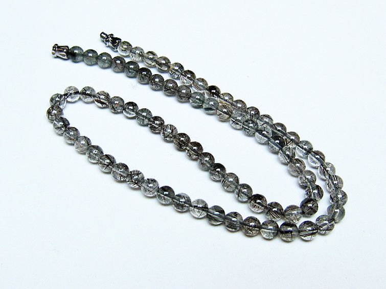 ブラックルチルクォーツ ネックレス 5mm [T354-6401] 2枚目