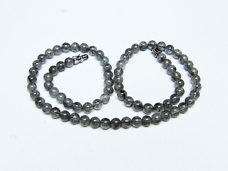 ブラックルチルクォーツ ネックレス 5mm [T354-6405] 1枚目