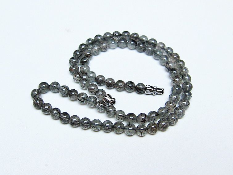 ブラックルチルクォーツ ネックレス 5mm [T354-6405] 2枚目