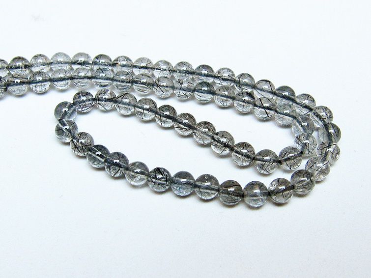 ブラックルチルクォーツ ネックレス 5mm [t354-6433]