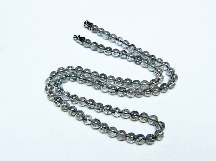 ブラックルチルクォーツ ネックレス 5mm [T354-6436] 1枚目