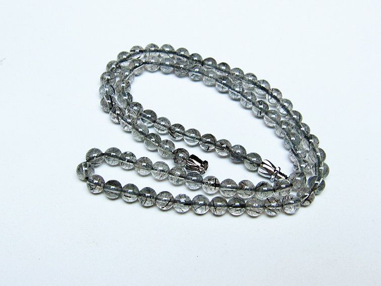 ブラックルチルクォーツ ネックレス 5mm [T354-6436] 2枚目