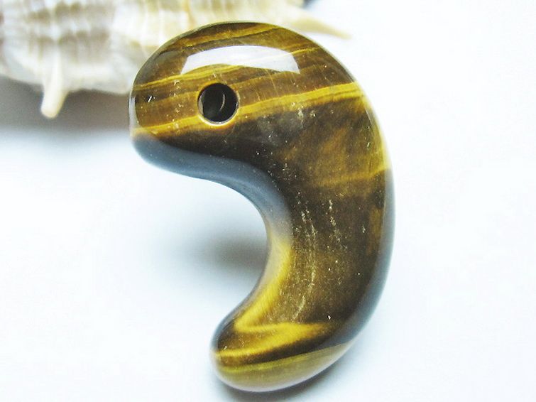タイガーアイ※黄虎目石 勾玉[T356-1724] 3枚目