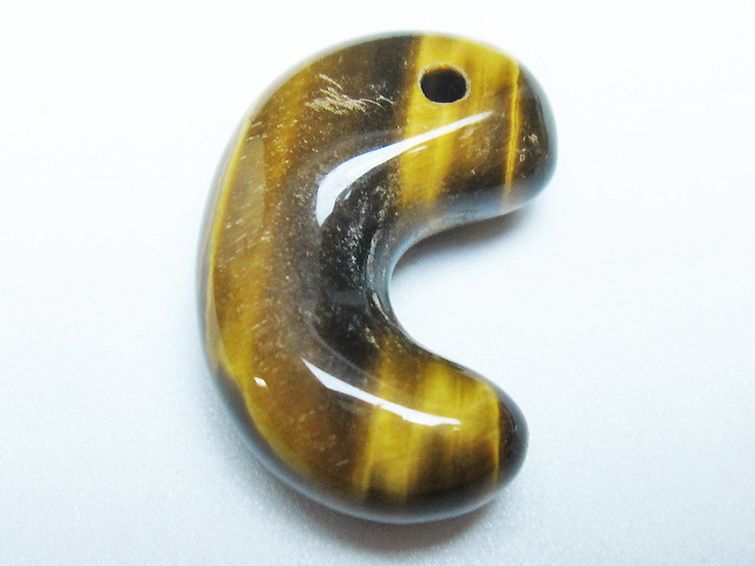 タイガーアイ※黄虎目石 勾玉[T356-1754] 1枚目