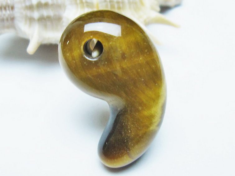 タイガーアイ※黄虎目石 勾玉[T356-1835] 3枚目