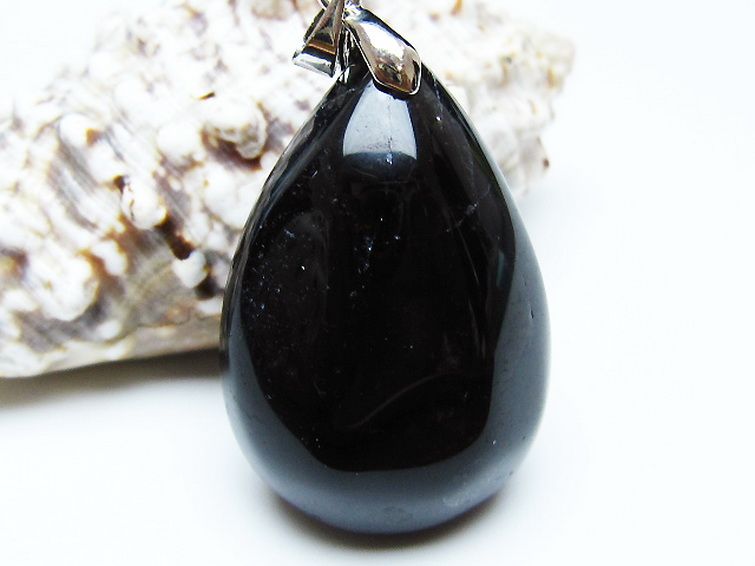 モリオン 純天然 黒水晶 ペンダント [T359-2055] 1枚目