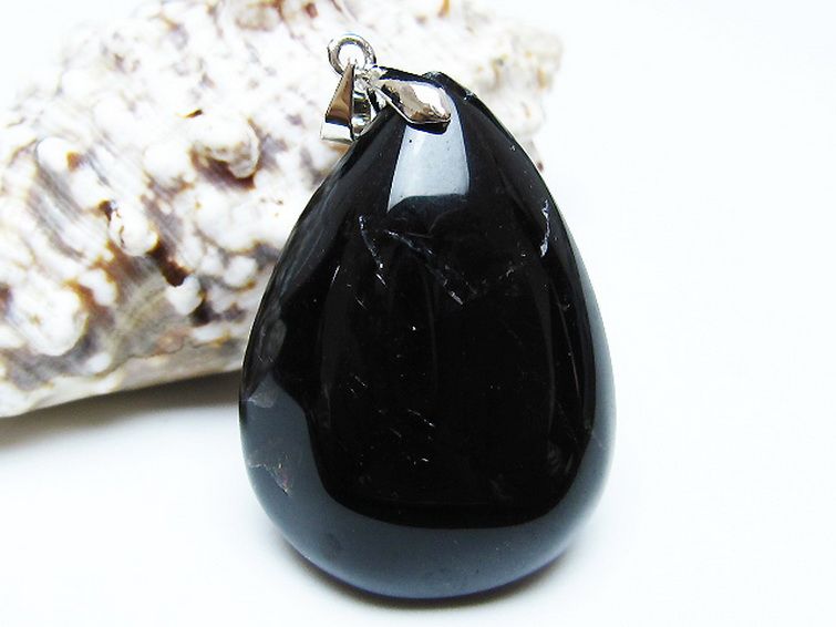 モリオン 純天然 黒水晶 ペンダント [T359-2058] 1枚目