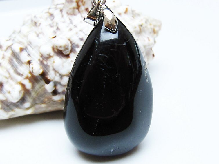 モリオン 純天然 黒水晶 ペンダント [T359-2066] 1枚目