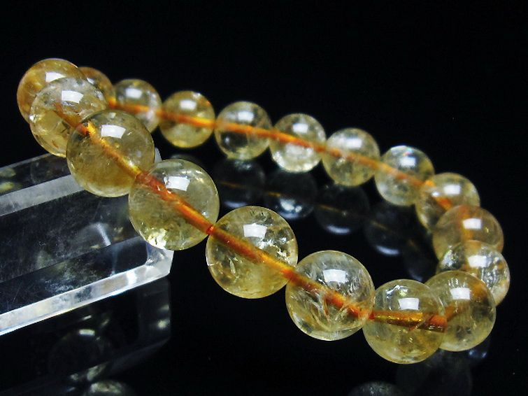 虹入り シトリン ブレスレット 11mm [t366-12744] 1枚目