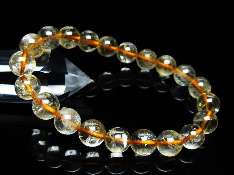 虹入り シトリン ブレスレット 10mm [T366-13083] 1枚目