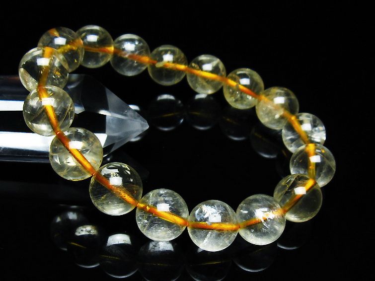 虹入り シトリン ブレスレット 12mm [T366-13091] 1枚目