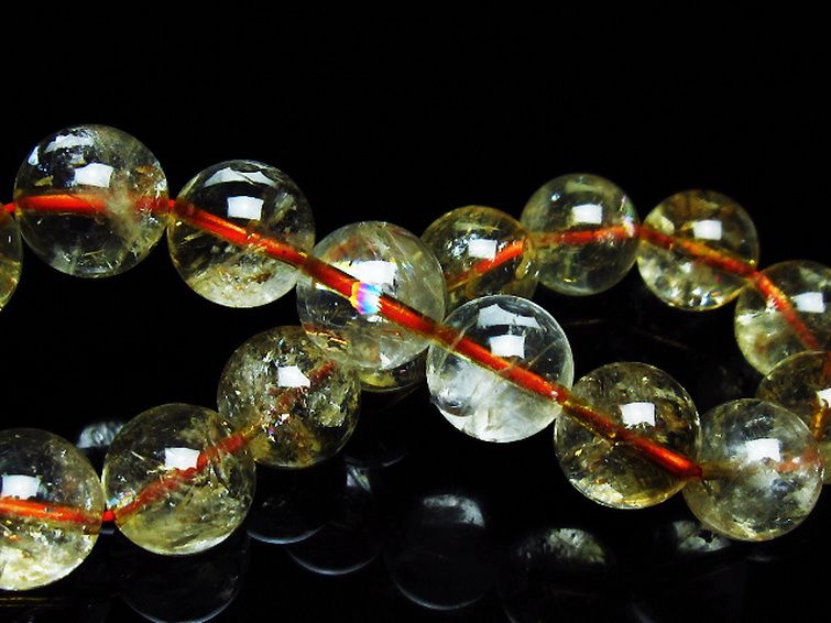 虹入り シトリン ブレスレット 12mm [T366-13167] 2枚目