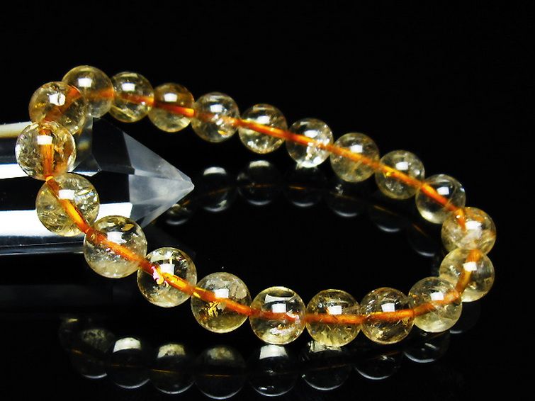 虹入り シトリン ブレスレット 9mm [T366-13197] 1枚目