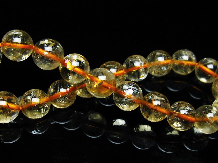 虹入り シトリン ブレスレット 9mm [T366-13197] 2枚目
