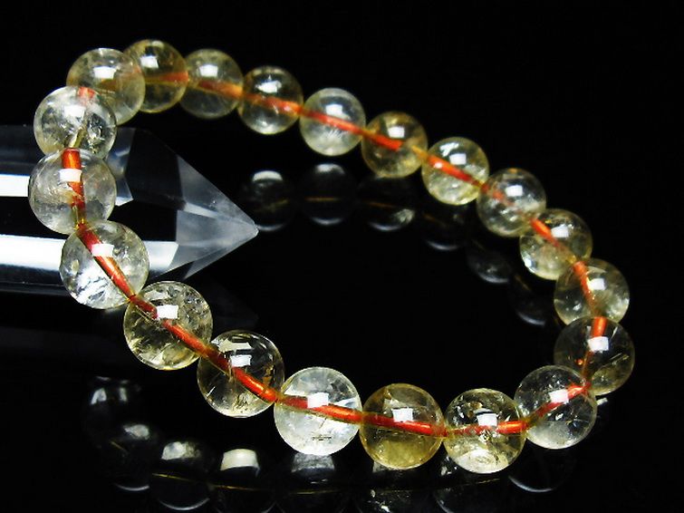 虹入り シトリン ブレスレット 10mm [T366-13198] 1枚目