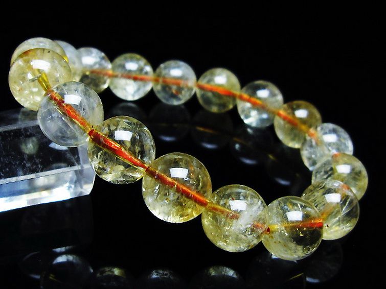 虹入り シトリン ブレスレット 12mm [T366-13334] 1枚目