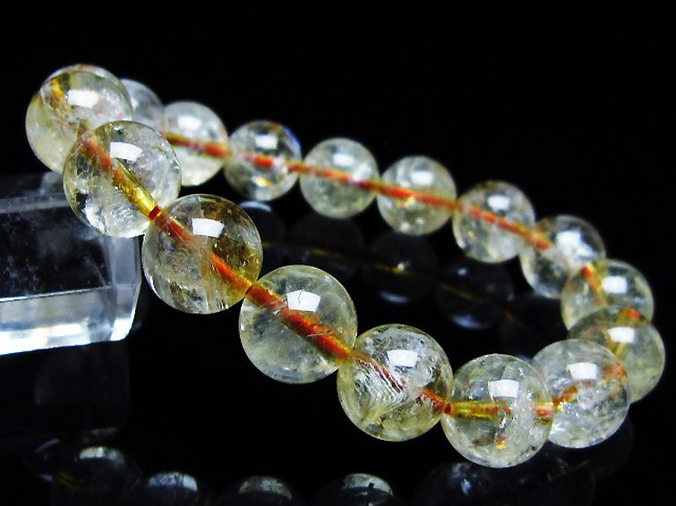 虹入り シトリン ブレスレット 12mm [T366-13342] 1枚目