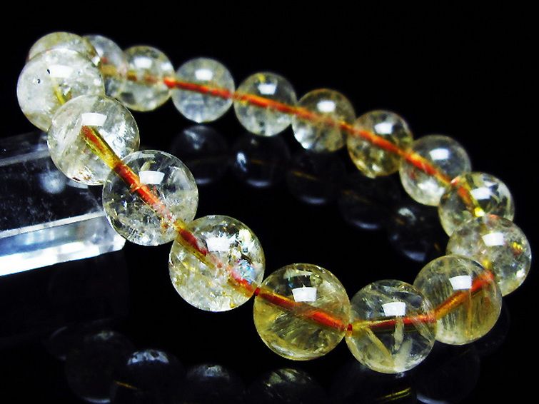 虹入り シトリン ブレスレット 12mm [T366-13351] 1枚目