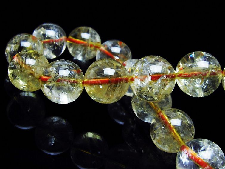 虹入り シトリン ブレスレット 12mm [T366-13351] 2枚目