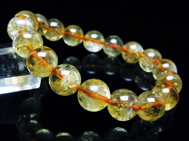 虹入り シトリン ブレスレット 10mm [T366-13368] 1枚目