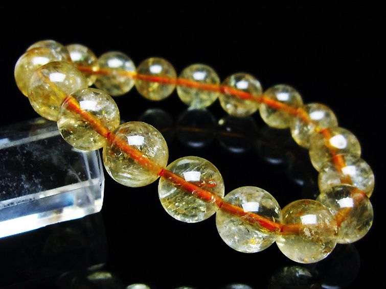 虹入り シトリン ブレスレット 10mm [T366-13372] 1枚目