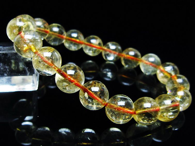 虹入り シトリン ブレスレット 10mm [T366-13379] 1枚目