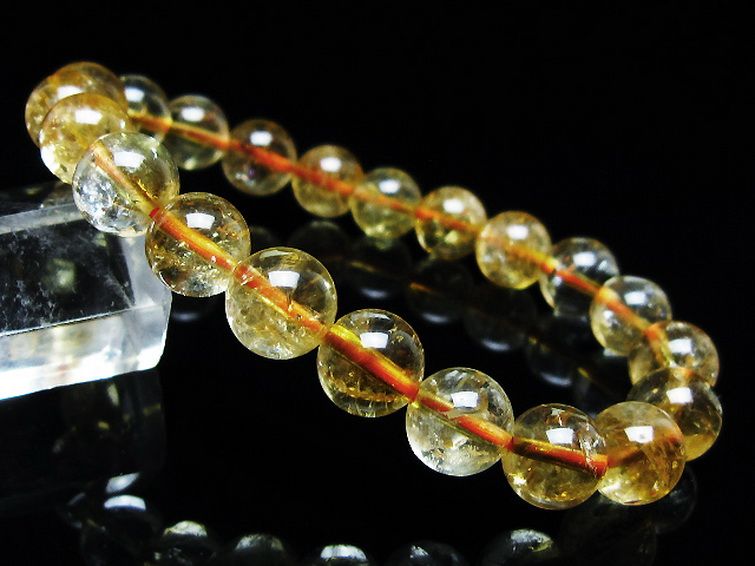 虹入り シトリン ブレスレット 9mm [t366-13395] 1枚目