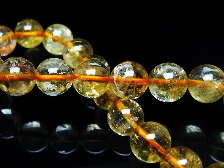 虹入り シトリン ブレスレット 9mm [t366-13396] 2枚目