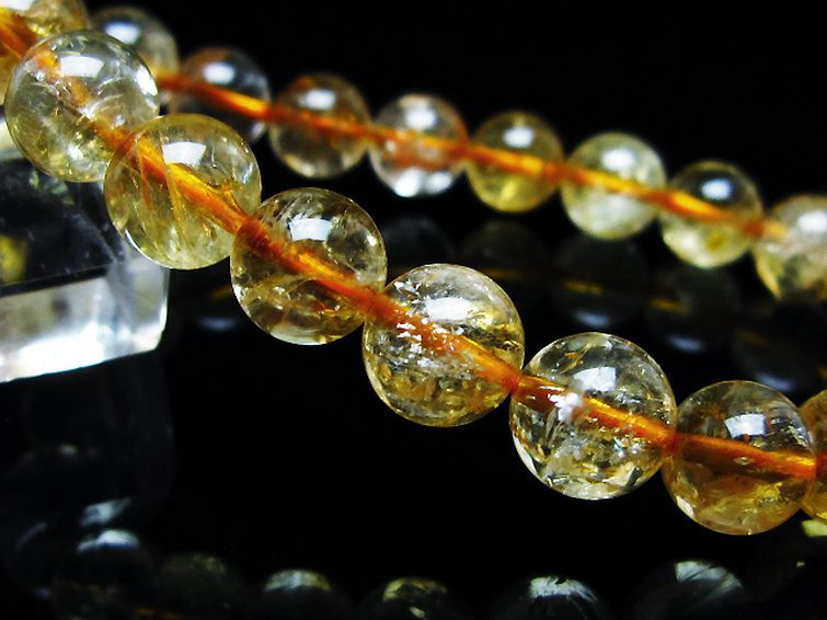 虹入り シトリン ブレスレット 9mm [t366-13396] 3枚目