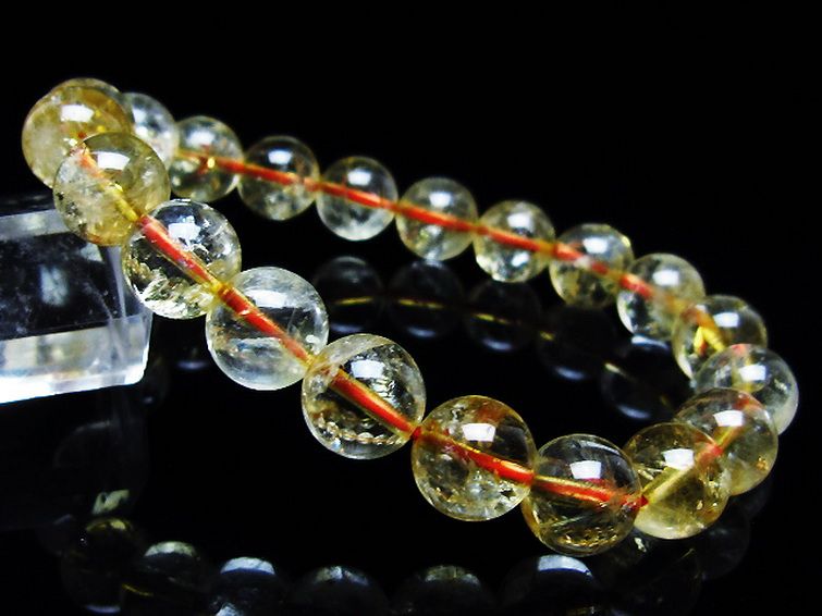 虹入り シトリン ブレスレット 10mm [T366-13399] 1枚目