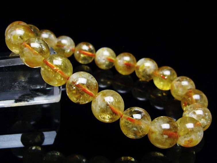 虹入り シトリン ブレスレット 9mm [t366-13415]