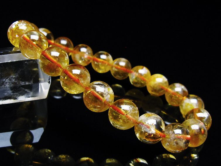 虹入り シトリン ブレスレット 9mm [t366-13476] 1枚目