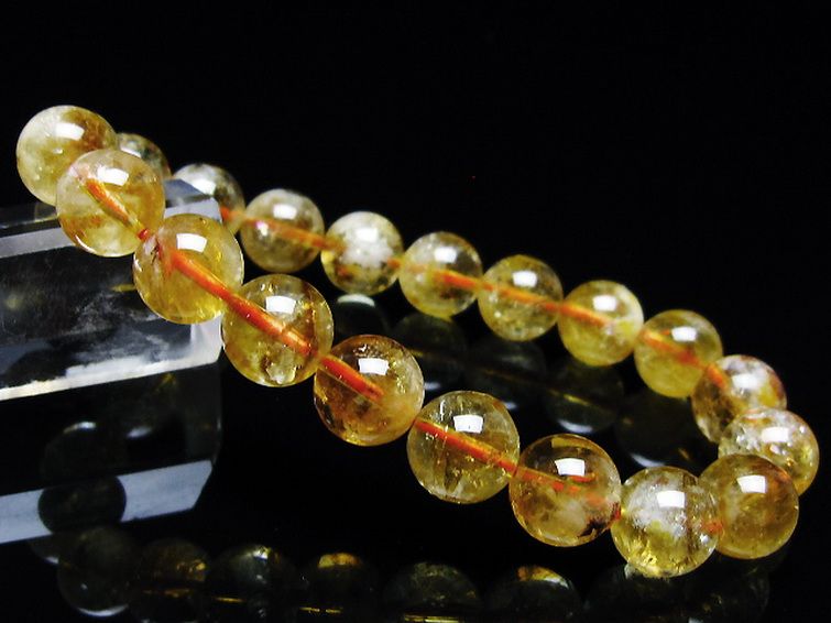 虹入り シトリン ブレスレット 10mm [t366-13505] 1枚目