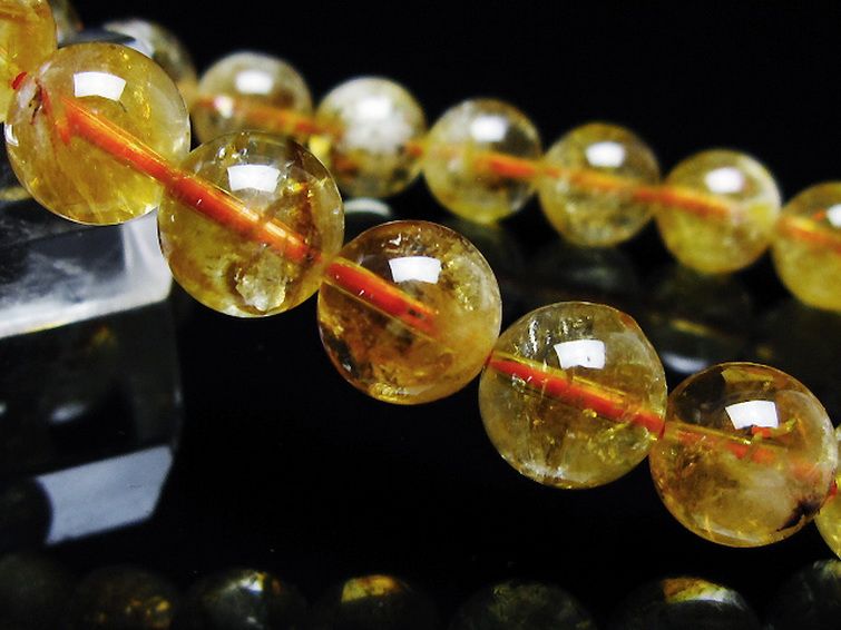虹入り シトリン ブレスレット 10mm [t366-13505]
