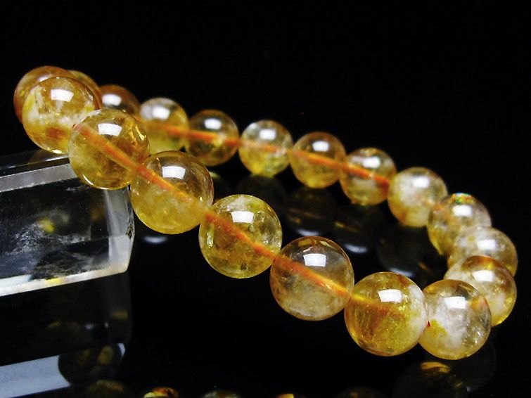 虹入り シトリン ブレスレット 10mm [t366-13510] 1枚目