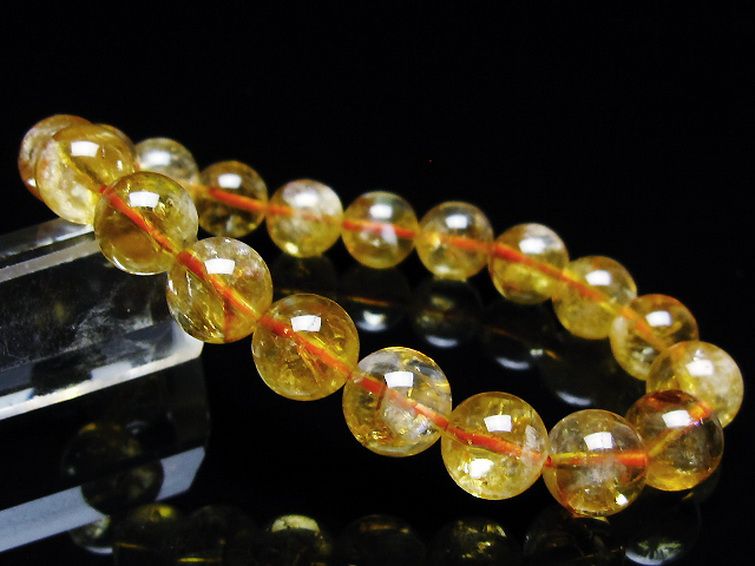 虹入り シトリン ブレスレット 10mm [t366-13525] 1枚目