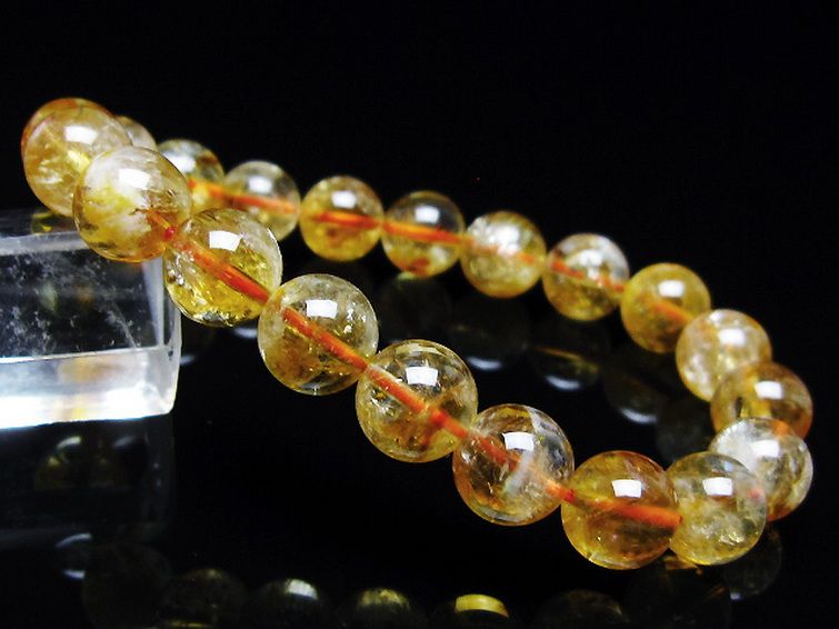 虹入り シトリン ブレスレット 9mm [t366-13528] 1枚目