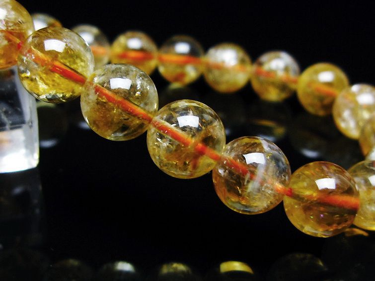 虹入り シトリン ブレスレット 9mm [t366-13528] 3枚目