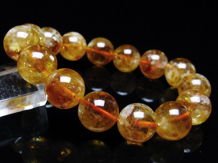 虹入り シトリン ブレスレット 14mm [t366-13554] 1枚目