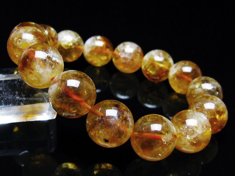 虹入り シトリン ブレスレット 14mm [t366-13555]